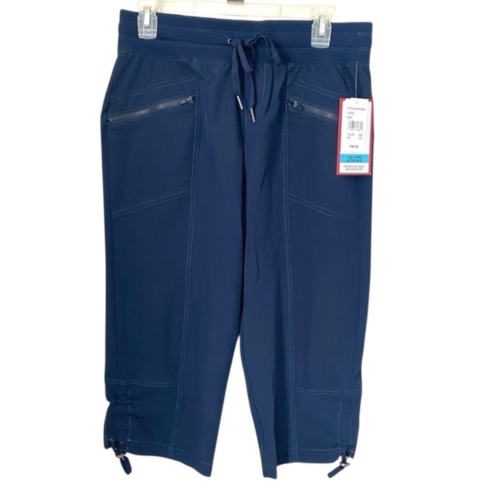 Active Capri Pants Womens 10P Blue Pull On Athleisure Adjustable Hem